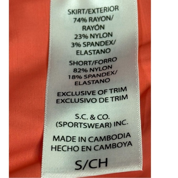 S.C. & C0. Tummy Control Skort Small Coral Print Pockets New With Tags - Picture 11 of 13